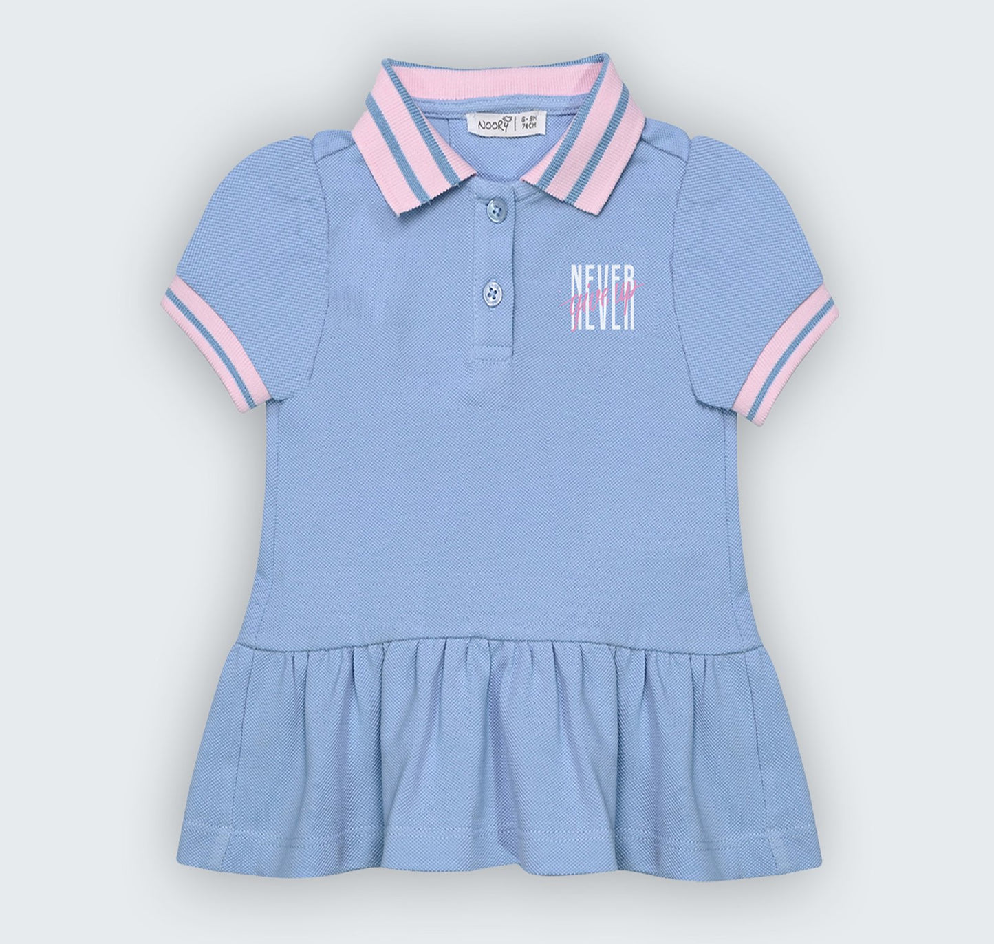 Robe ciel demi manches en piqué 100% coton à sérigraphie  avec bloomer