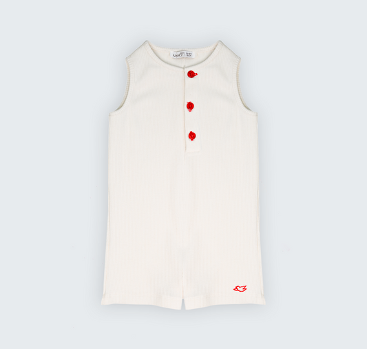 Barboteuse sans manches à col rond V1