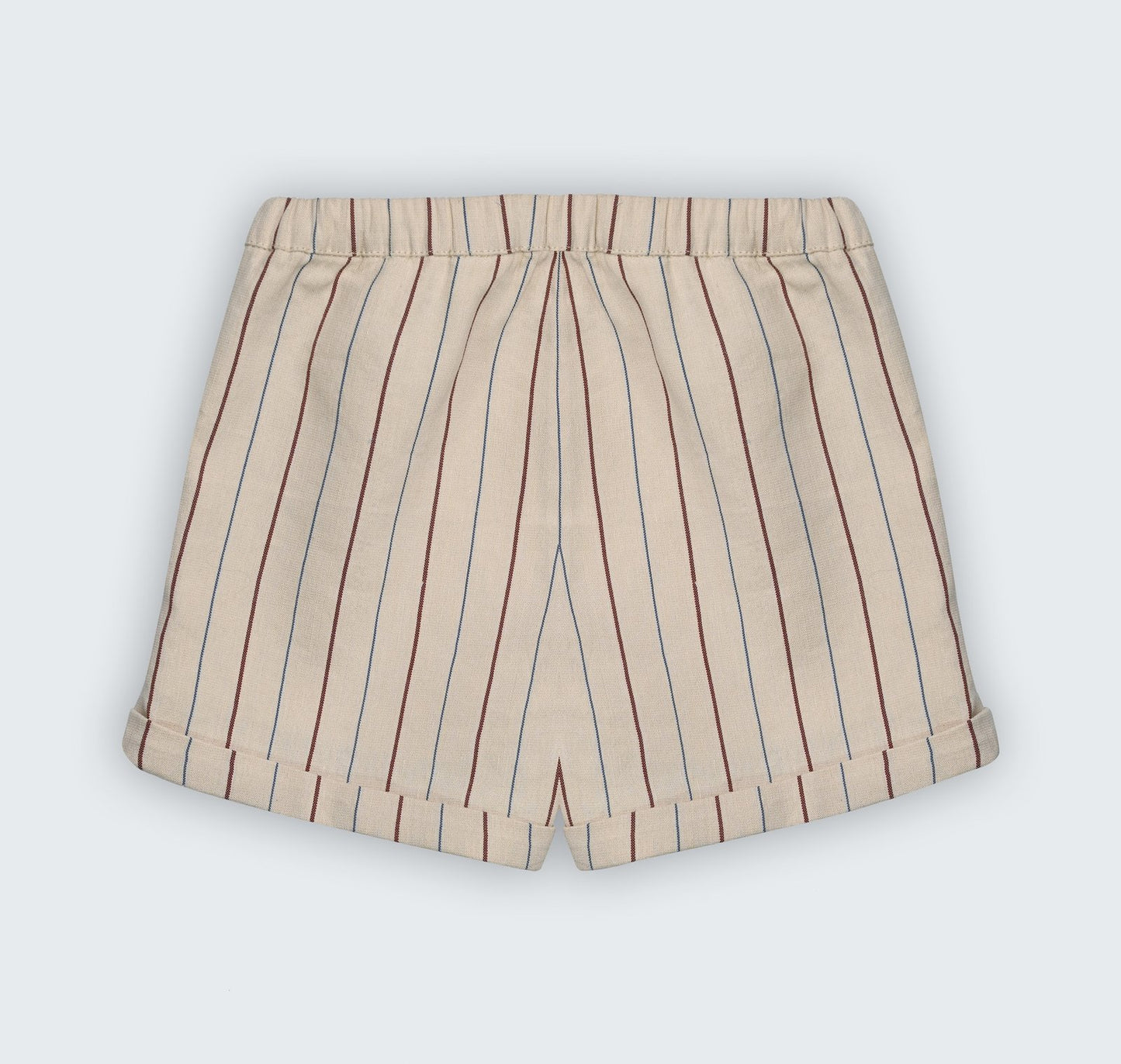 Short à rayures, 100% coton avec ceinture élastique réglable