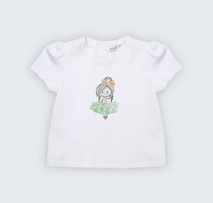 Ensemble T-shirt en jersey blanc 100% coton avec jupe culotte