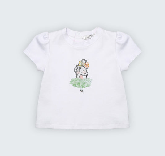 Ensemble T-shirt en jersey blanc 100% coton avec jupe culotte