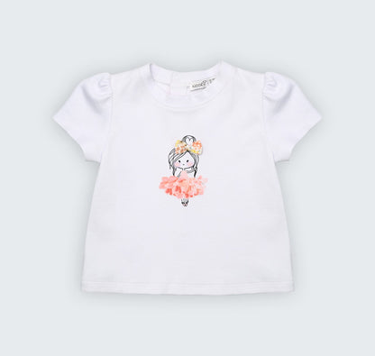 Ensemble T-shirt en jersey blanc 100% coton avec jupe culotte