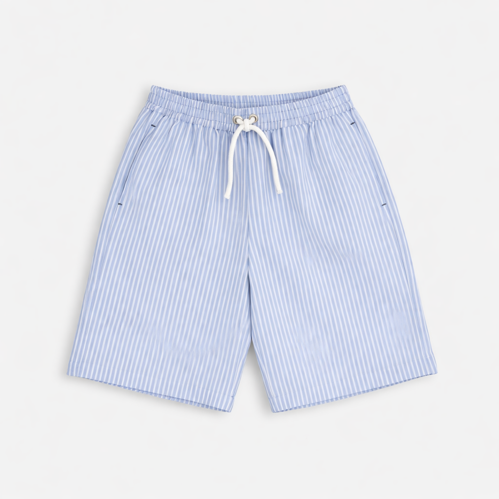 Ensemble garçon chemise & short rayé bleu – Élégance estivale