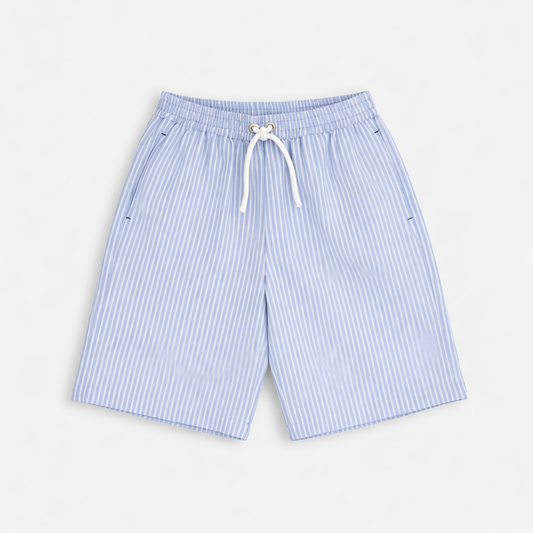Ensemble garçon chemise & short rayé bleu – Élégance estivale