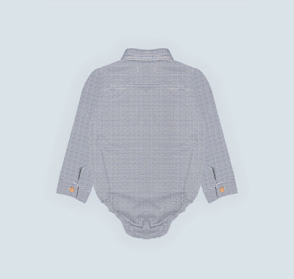 Chemise pour garçon en petits carreaux bleu