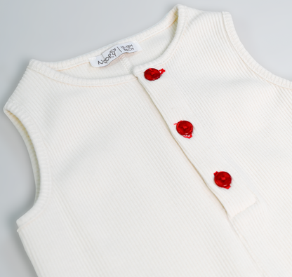 Barboteuse sans manches à col rond V1