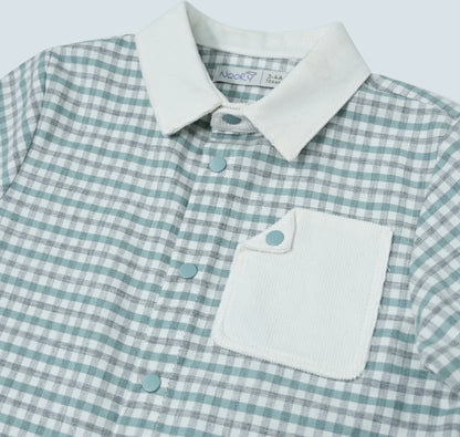 Chemise garçon à carreaux verts