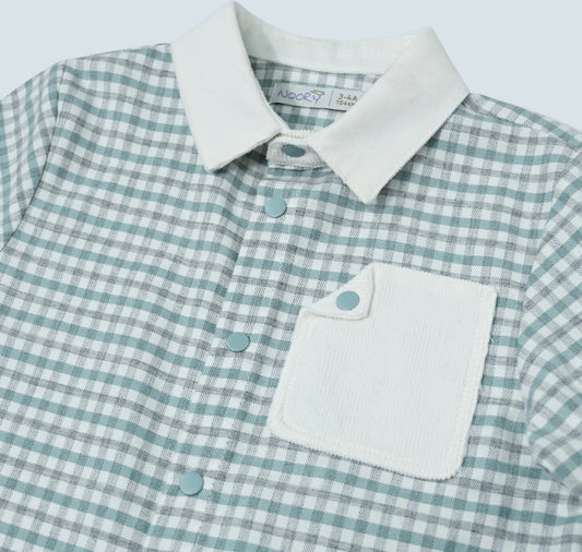 Chemise garçon à carreaux verts