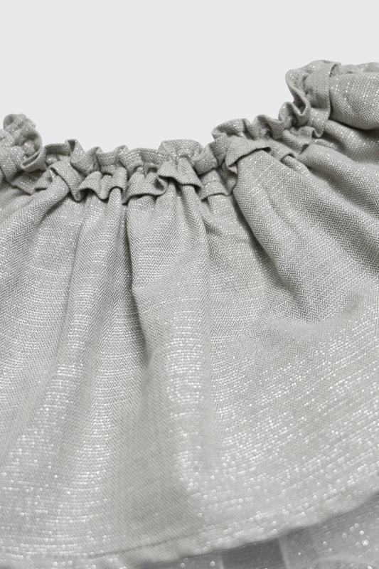 Jupe argenté à ceinture volantée