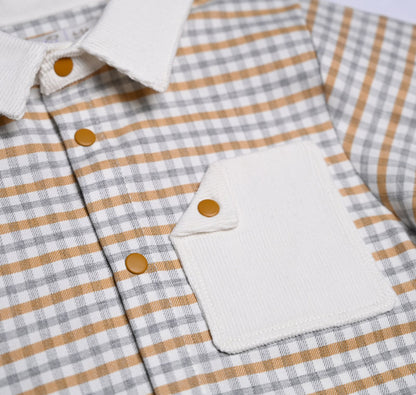 Chemise garçon à carreaux jaune moutarde