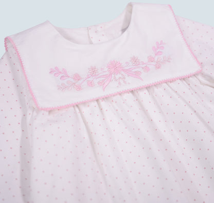 Robe à petit points rose pour bébé fille