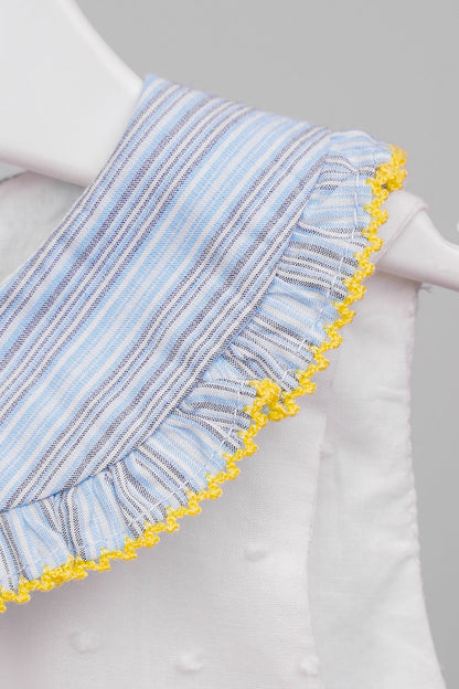 Robe bébé fille rayée bleu – Élégance douce & détails raffinés
