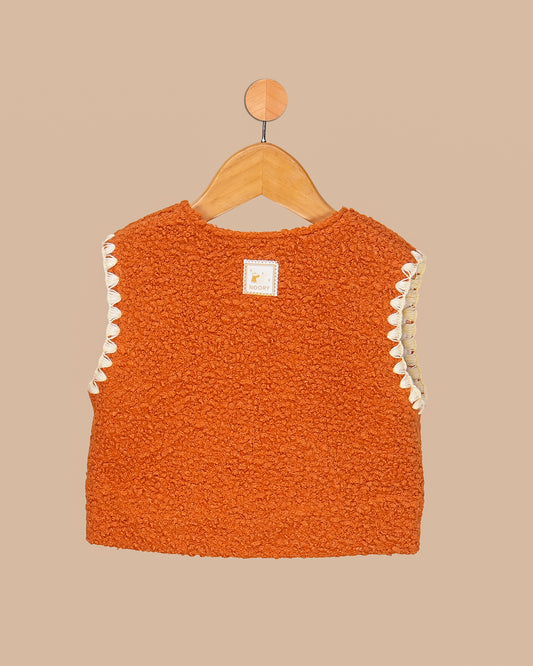 Gilet bébé sans manches en tissu bouclette – Doublure fleurie