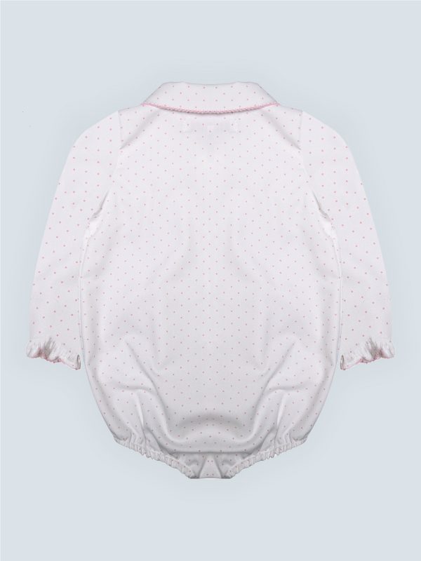 Chemise layette pour bébé fille 100% coton à petits points rose