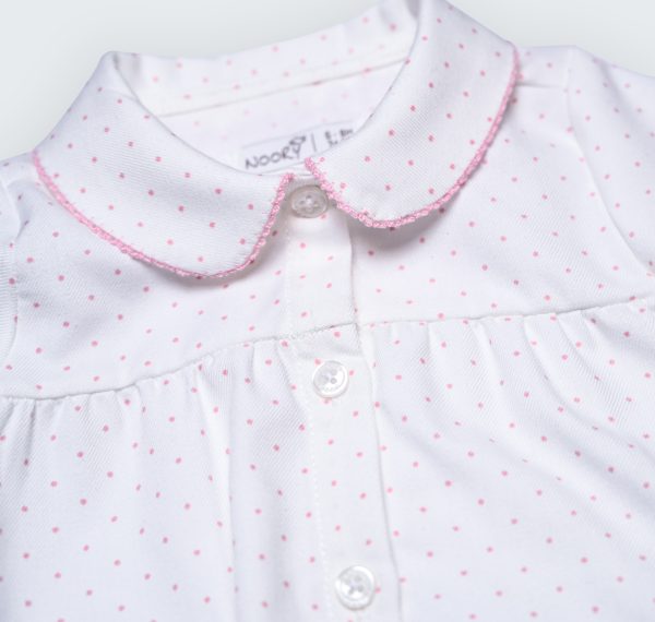 Chemise layette pour bébé fille 100% coton à petits points rose