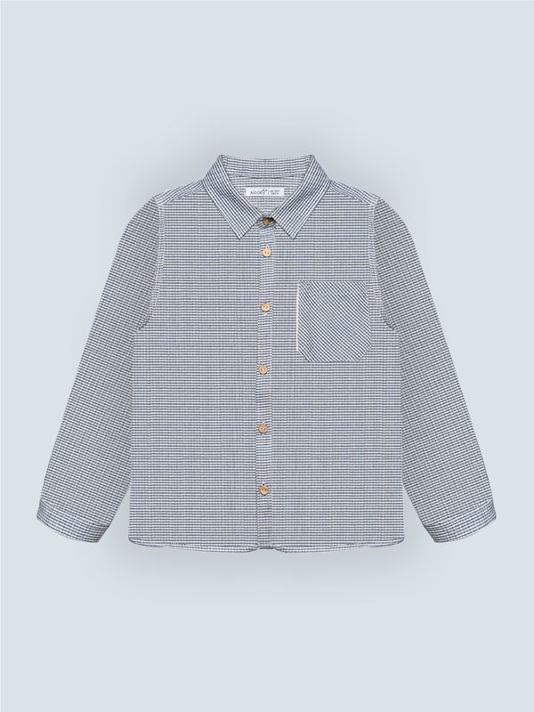 Chemise garçon en petits carreaux bleu classiques