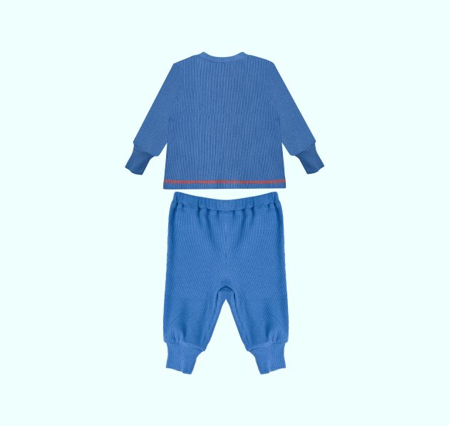 Ensemble pyjama pour bébé en 100% coton bleu – Image 3