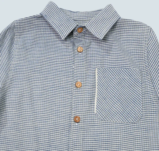 Chemise garçon en petits carreaux bleu – Image 2