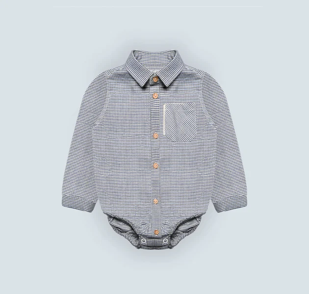 Chemise pour garçon en petits carreaux bleu