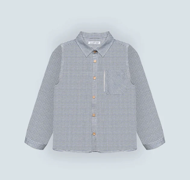 Chemise garçon en petits carreaux bleu