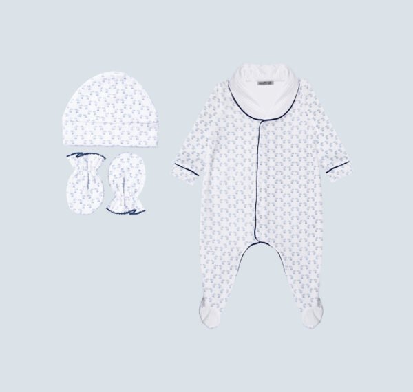 Pack dort bien bleu grenouillère, moufles & Bonnet – Image 4