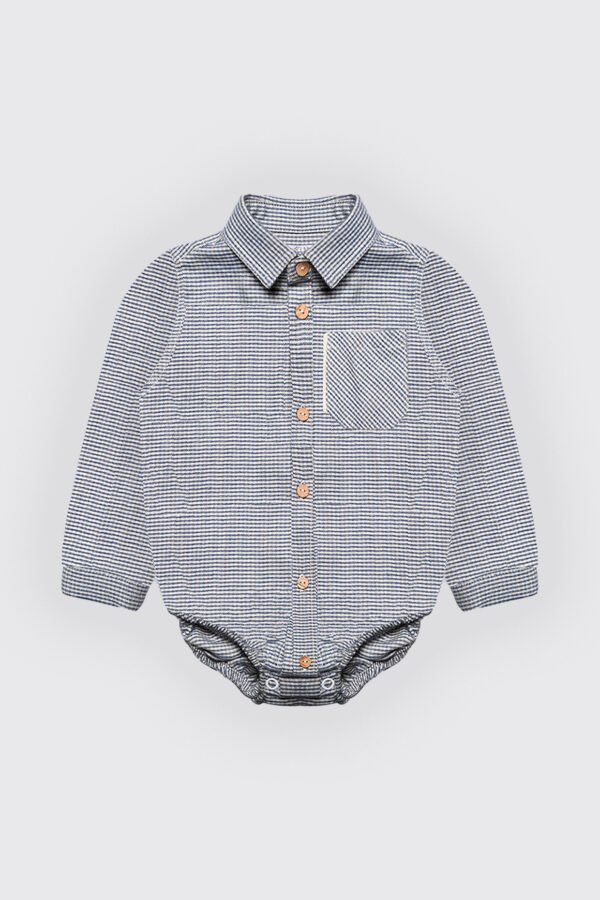 Chemise pour garçon en petits carreaux bleu