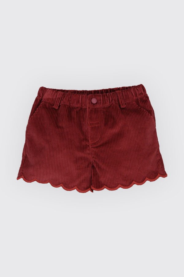 Short en velours côtelé avec broderie en bas