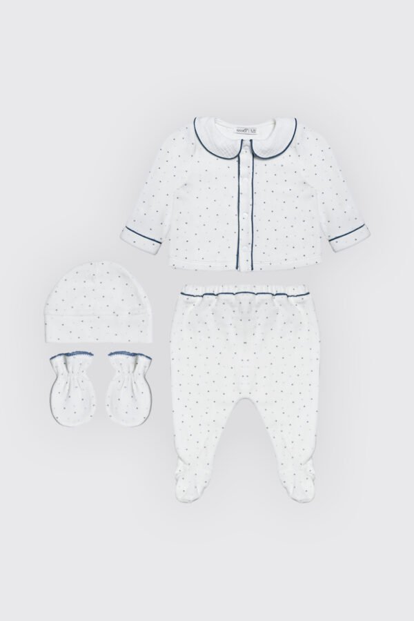 Pack dort bien bleu , moufles & Bonnet