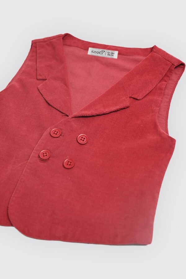 Gilet cérémonie en velours côtelé Rouge Grenat – Image 3