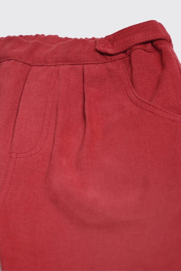 Pantalon en tissu 100 % coton rouge grenat – Image 3