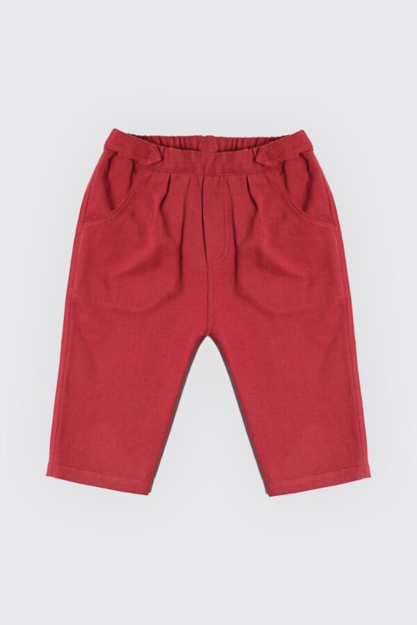 Pantalon en tissu 100 % coton rouge grenat