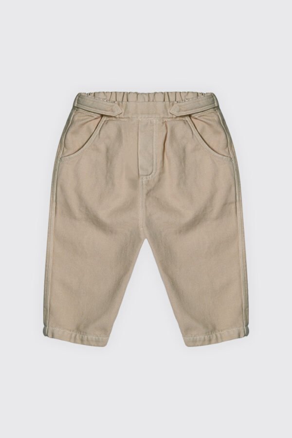 Pantalon en tissu 100 % coton beige