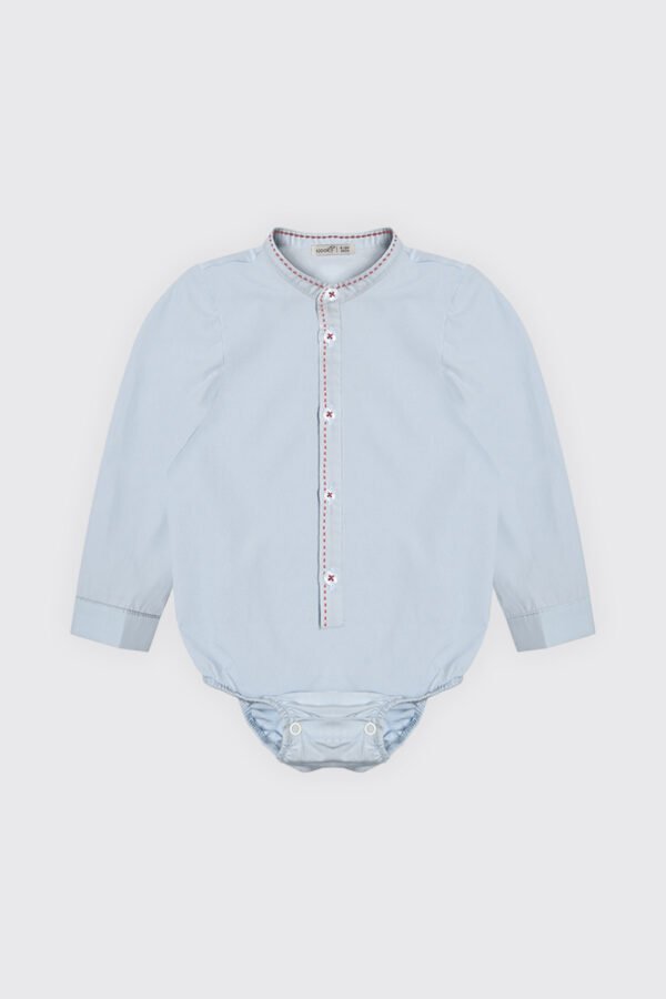 Chemise body ciel à col officie