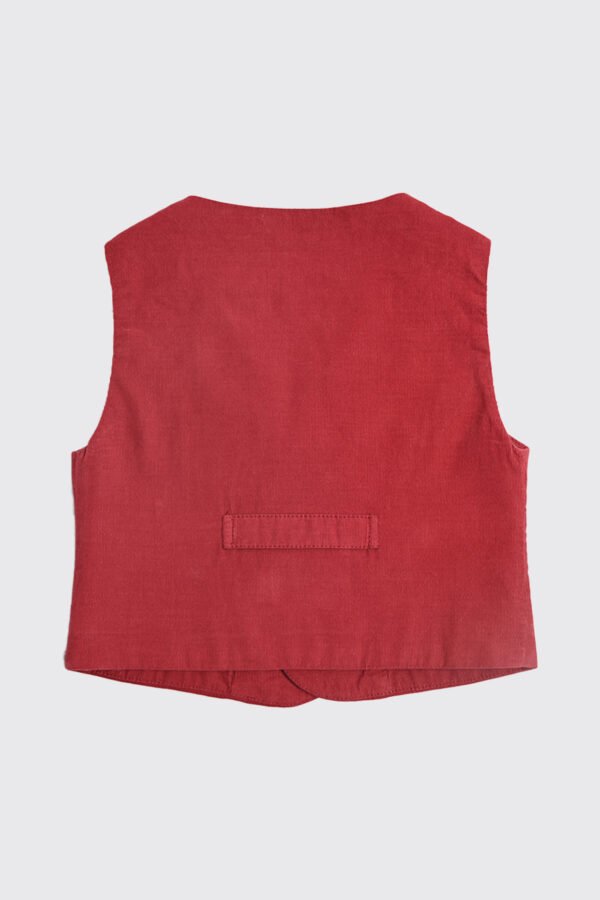 Gilet cérémonie en velours côtelé Rouge Grenat – Image 2