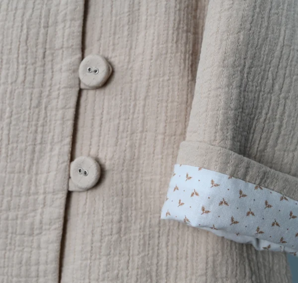 Veste effet matelassé  avec doublure imprimé 100% coton organique – Image 2