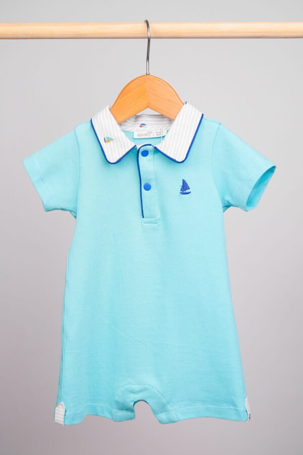 Combinaison short turquoise pour bébé garçon