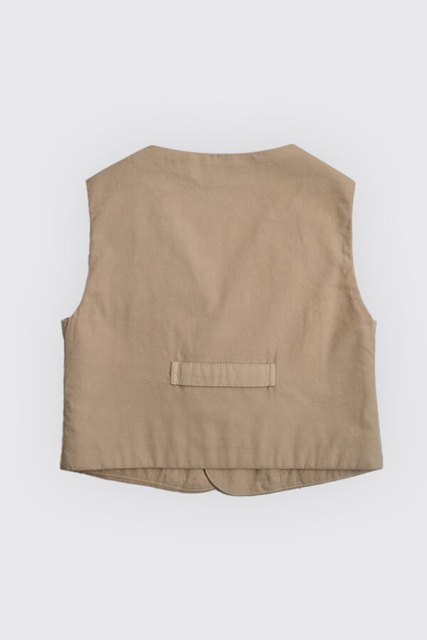 Gilet cérémonie en velours côtelé Beige – Image 2