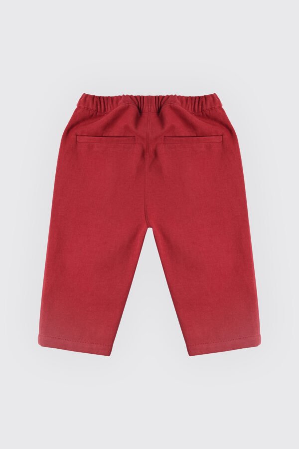 Pantalon en tissu 100 % coton rouge grenat – Image 2