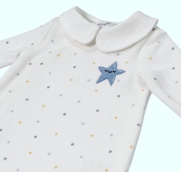 Pack dort bien bleu avec étoile grenouillère, moufles & Bonnet – Image 3