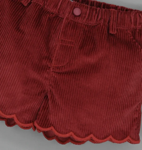 Short en velours côtelé avec broderie en bas – Image 2