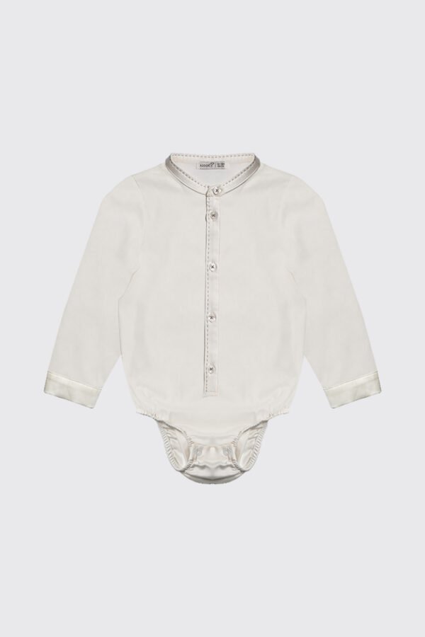 Chemise body off-white à col officie