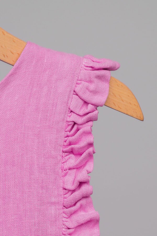 robe en lin rose sans manches – Image 3
