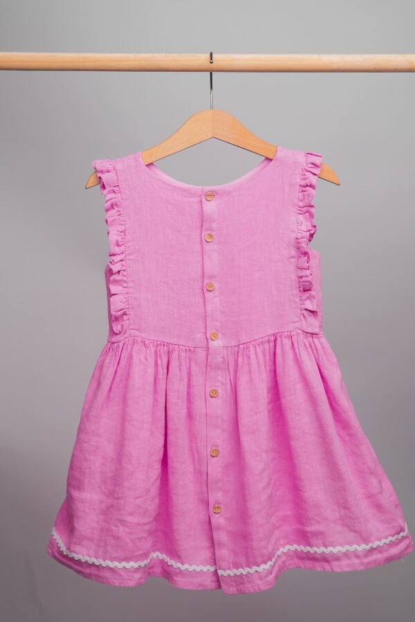robe en lin rose sans manches – Image 2