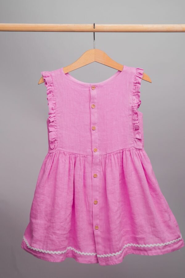 robe en lin rose sans manches – Image 2