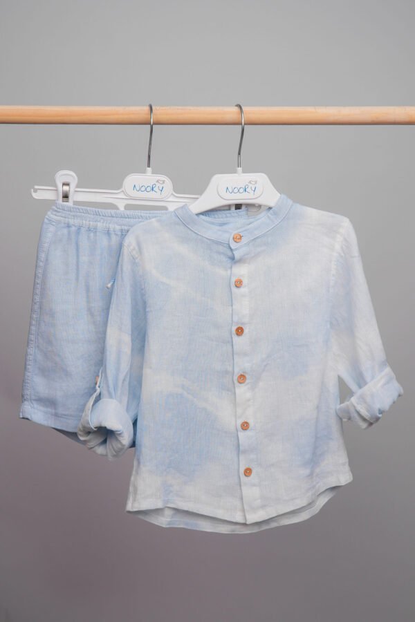 Short pour garçon en lin bleu ciel – Image 4