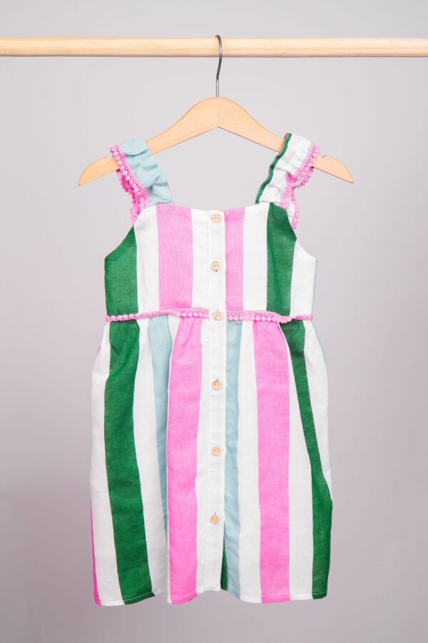 Robe multi color en lin à bretelles