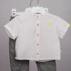 chemise pour bébé garçon demi-manches rayé beige – Image 2