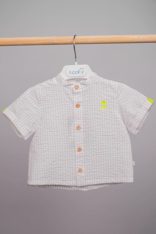 chemise pour bébé garçon demi-manches rayé beige