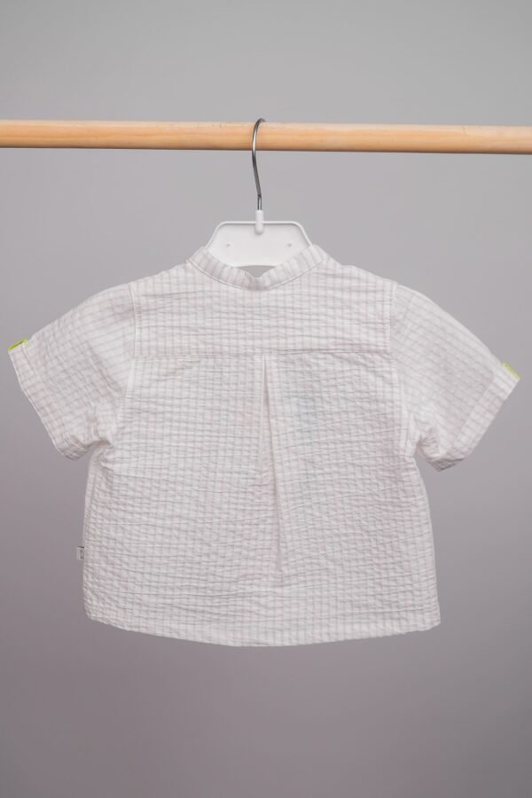 chemise pour bébé garçon demi-manches rayé beige – Image 3