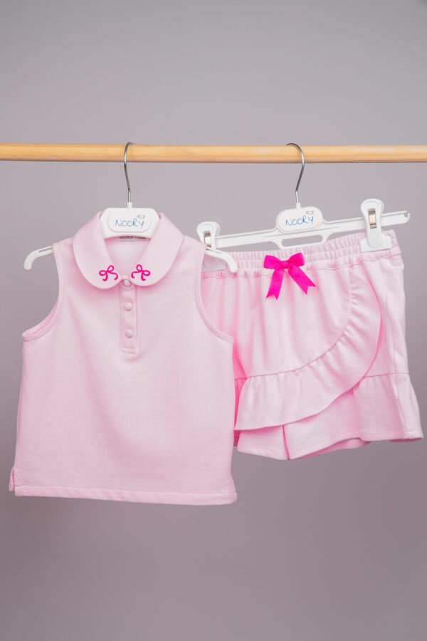 Ensemble pour fille en piqué rose 100 % coton